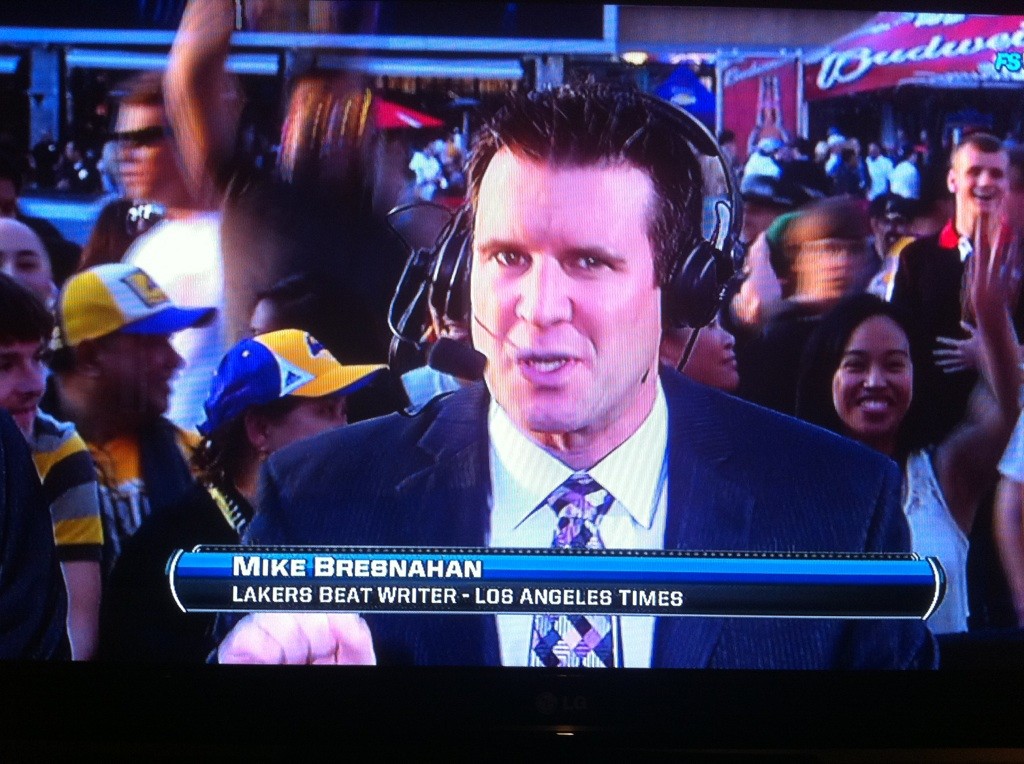 Mike from live TV outside of The Staples Center before a game.