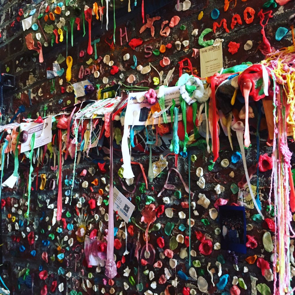 THE INFAMOUS GUM WALL DOWNSTAIRS