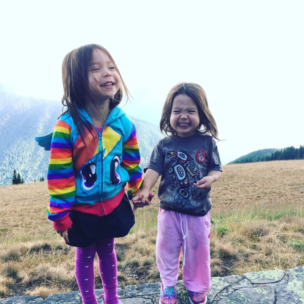 Kids at the top of Hurricane Ridge.