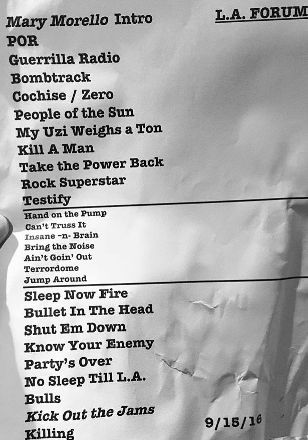 prophets of rage setlist