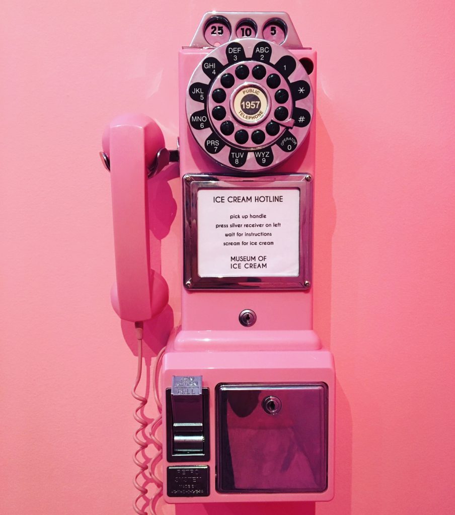 old telephone in pink in MUSEUM OF ICE CREAM