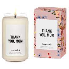 candle with thank you, mom print for mothers day gift guide